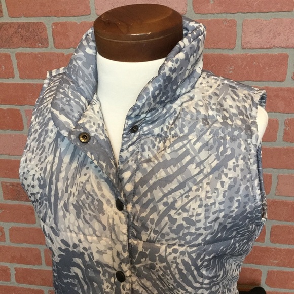 ZOD Womens Puffer Vest Size Medium Pockets Gray Animal Print - Picture 4 of 8